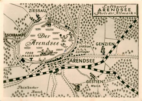 Arendsee Altmark Der Arendsee und Umgebung Landkarte Zeichnung