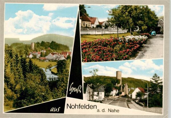 Nohfelden Panorama Blumenbeet Blick zur Burg
