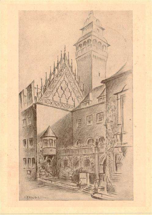 Zeitz Festpostkarte anlaesslich der 980-Jahrfeier Rathaus spaetgotischer Giebel