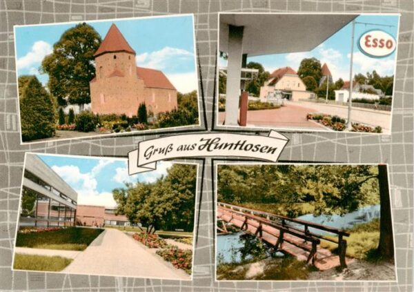 Huntlosen Grossenkneten Kirche Schule Ortspartie Bruecke
