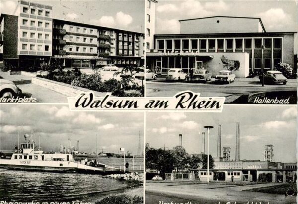 Walsum Duisburg Marktplatz Hallenbad Rheinpartie mit neuer Faehre