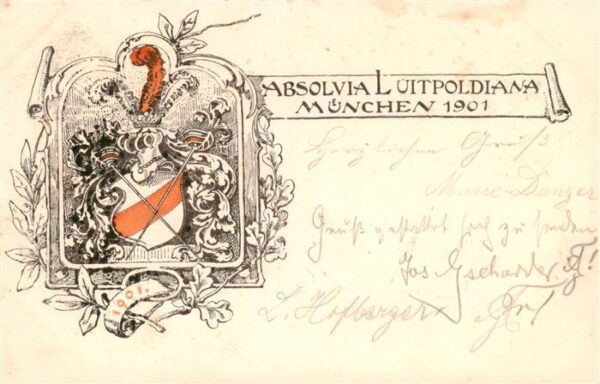 Studentika Absolvia Muenchen 1901 Luitpoldiana