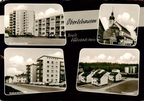 Offenbach  Main Hochhaeuser Biebererstrasse Kirche Panorama