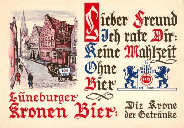 Lueneburg Werbung Lueneburger Kronen Bier Kuenstlerkarte