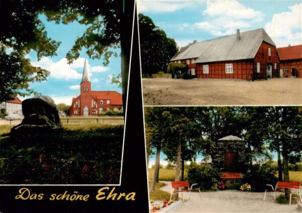 Ehra-Lessien Blick zur Kirche Bauernhof Gedenkstein