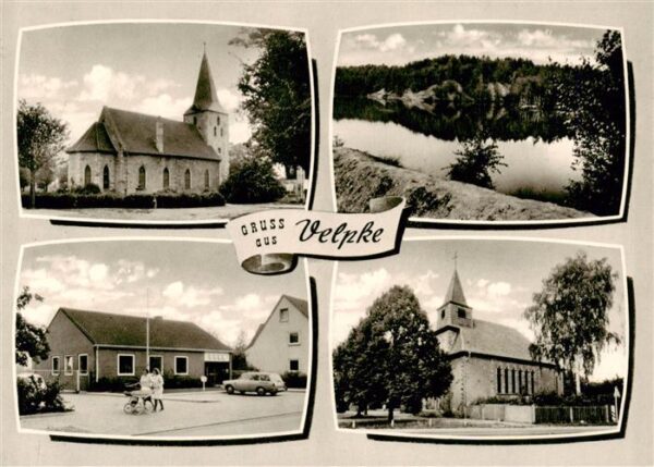 Velpke Teilansichten Kirche Partie am Wasser
