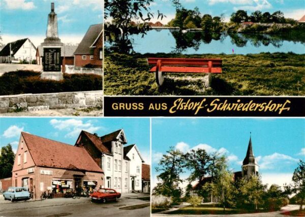 Elstorf Schwiederstorf Teilansichten Gedenkstaette Kirche Partie am Wasser
