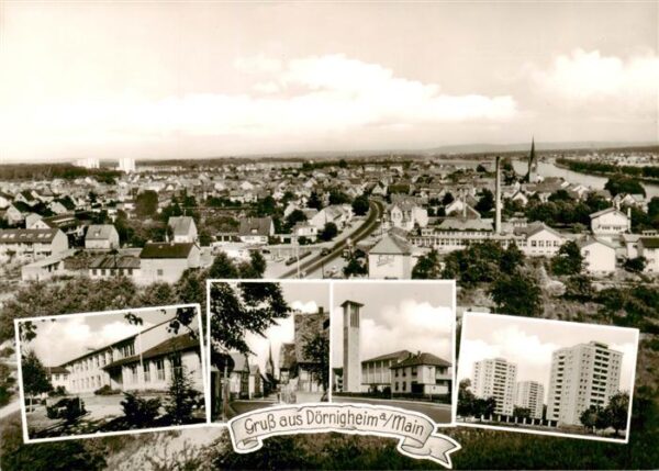 Doernigheim Maintal Stadtpanorama Kirche Hochhaeuser
