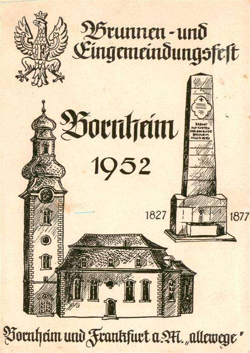 Bornheim Hessen Frankfurt Main Brunnen und Eingemeindungsfest Illustration