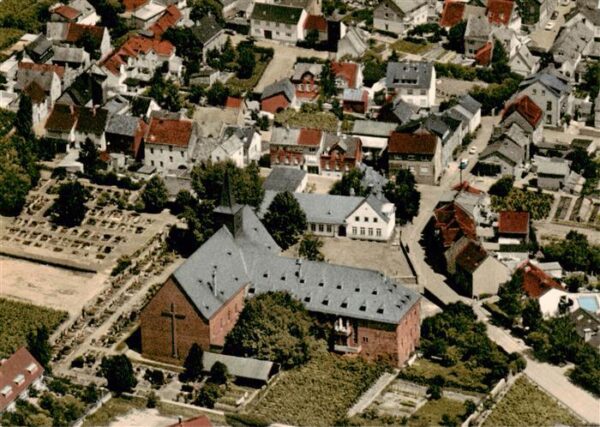 Eibingen Ruedesheim Rhein Fliegeraufnahme mit Grabeskirche der hl Hildegard