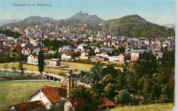 Eisenach Stadtpanorama Blick gegen die Wartburg