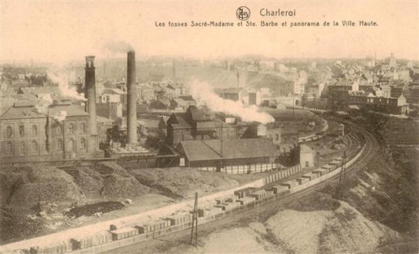 Charleroi  Belgie Les fosses Sacré-Madame et Sainte Barbe Panorama de la Ville H
