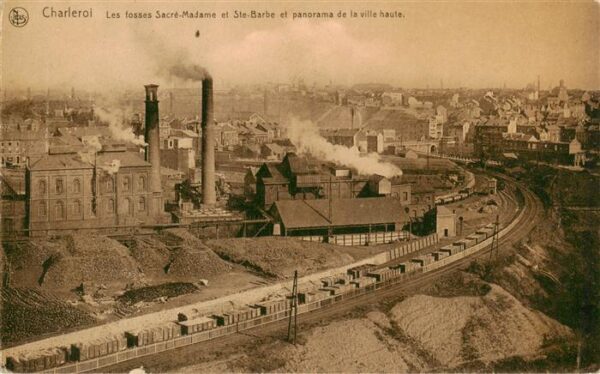 Charleroi  Belgie Les fosses Sacré-Madame et Sainte Barbe Panorama de la ville h