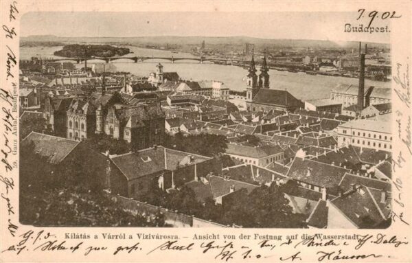 Budapest HU Blick von der Festung auf die Wasserstadt