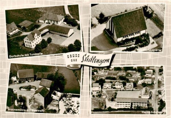 Suedlengern Dorfschule mit Turnhalle Friedhofskapelle Brausemuehle mit Elsewehr