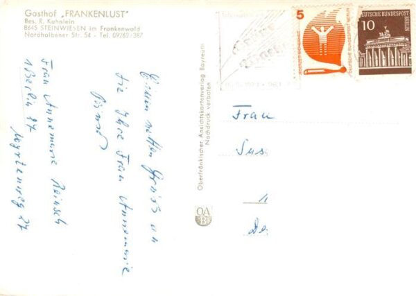 Steinwiesen Gasthof Frankenlust Gaststube Panorama – Bild 2