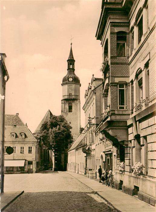 Pulsnitz Sachsen Kurze Gasse Blick zur Kirche