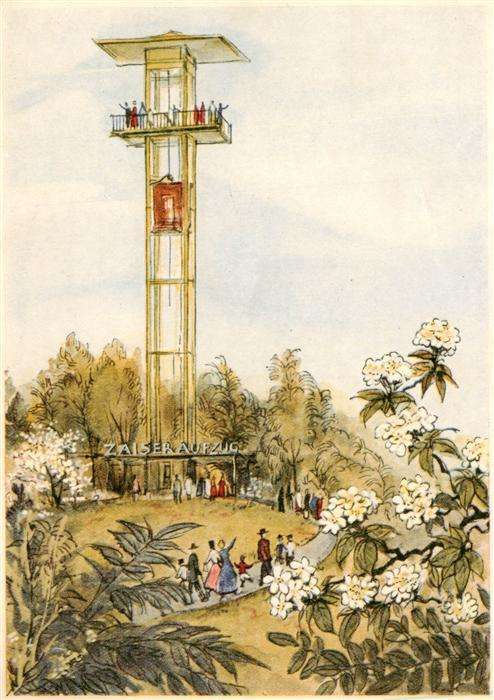 Stuttgart Deutsche Gartenschau Aussichtsturm Kuenstlerkarte