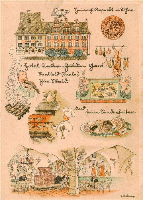 Saalfeld Saale Hotel Anker Gueldne Gans Illustration