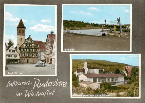 Rudersberg Wuerttemberg Ev Kirche Freibad Gemeindehalle und Kath Kirche