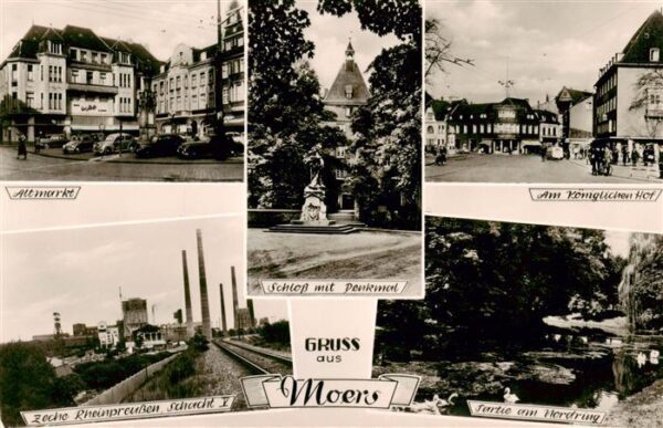 Moers Moers Altenmarkt Schloss mit Denkmal Am Koeniglichen Hof Zeche Rheinpreuss