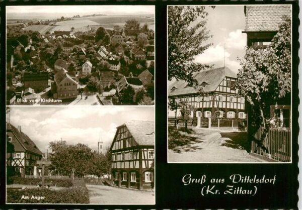 Dittelsdorf Hirschfelde Zittau Panorama Blick vom Kirchturm Am Anger Fachwerkhau