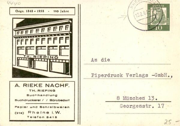 Rheine A Rieke Nachf Papier und Schreibwaren Geschaeft