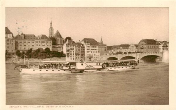 Dampfer Seitenrad Basel Mittlere Rheinbruecke