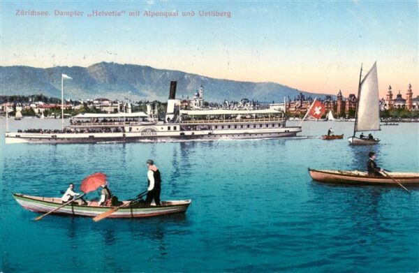 Dampfer Seitenrad Zuerichersee HELVETIA Alpenquai Uetiberg
