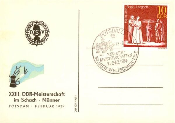 Schach Chess Echecs Maenner DDR Meisterschaft Potsdam