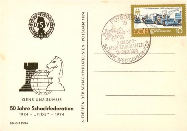 Schach Chess Echecs 50 Jahre Schachfederation Fide
