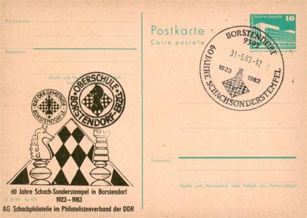 Schach Chess Echecs 60 J. sonderstempel in Borstendorf