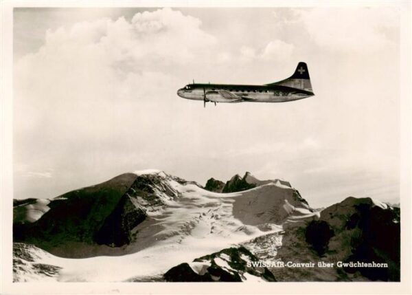Flugzeuge Zivil Swissair Convair ueber Gwaechtenhorn
