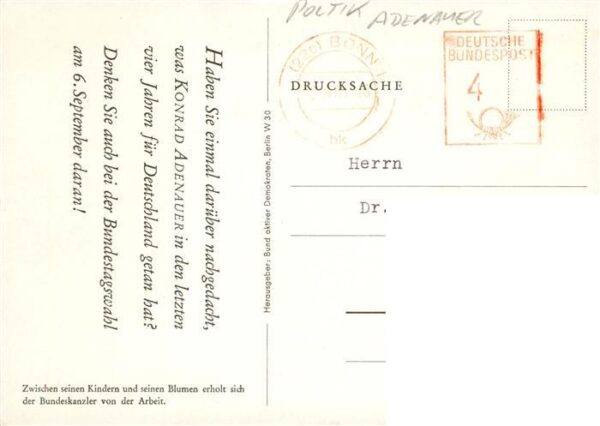 Politik Politics Politique Adenauer – Bild 2