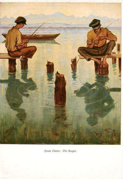 DIETER Hans (1881-1968) Bodenseekuenstler Die Angler