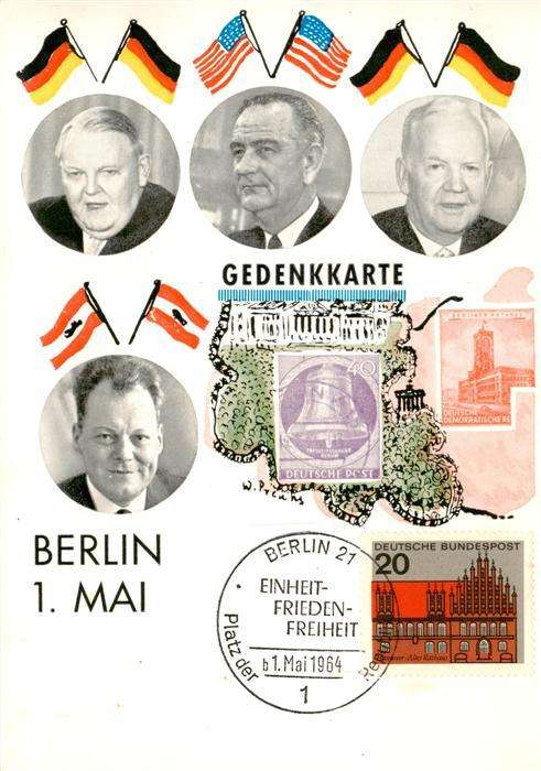 Politik Politics Politique Gedenkkarte Berlin 1 Mai