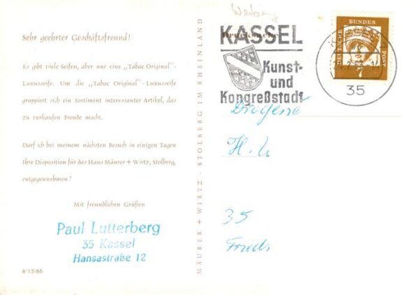 Werbung Reklame Tabac Original Kassel – Bild 2