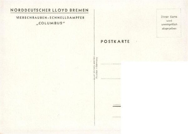 Dampfer Oceanliner Norddeutscher LLOYD BREMEN COLUMBUS – Bild 2
