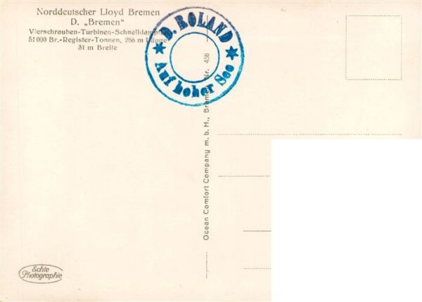 Dampfer Oceanliner Norddeutscher Lloyd Bremen D. Bremen – Bild 2