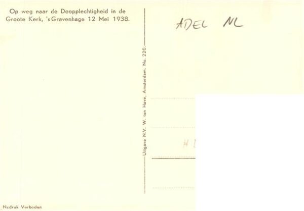 Adel Niederlande Doopplechtigheid Groote Kerk Gravenhage – Bild 2