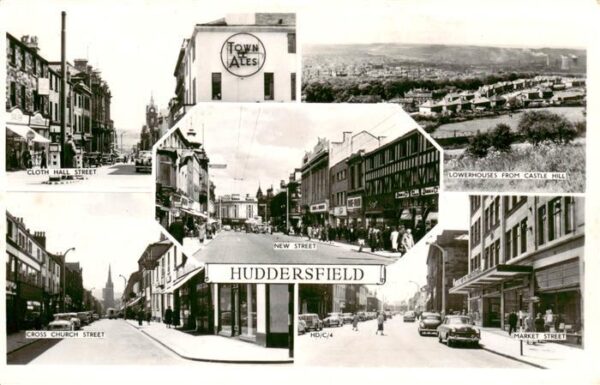 Huddersfield UK Cloth Hall Street Lowerhouses from Castle Hill New Street Cross