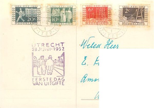 Utrecht NL ITEP 1852 bis 1952 Eeuwfeest Postzegel – Bild 2