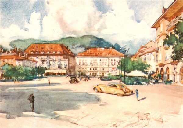 Bolzano Bozen Suedtirol IT Piazza Vittorio Emanuele III Kuenstlerkarte