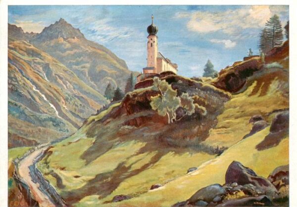 oetztal Tirol AT Bergkirche Kuenstlerkarte