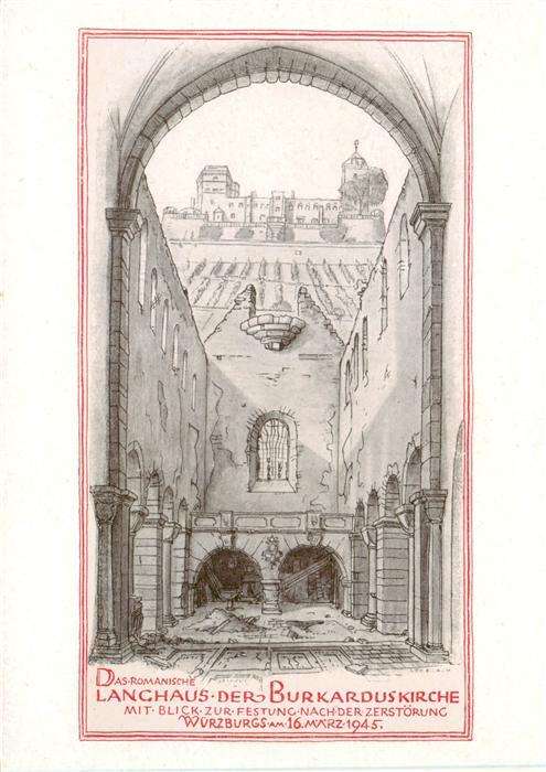 Wuerzburg Bayern Langhaus der Burkardus nach der Zerstoerung am 16 Maerz 1945 Ze