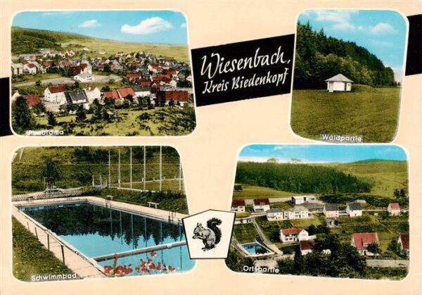 Wiesenbach Biedenkopf Panorama Waldpartie Schwimmbad Ortspartie