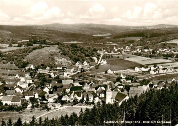 Allendorf Sauerland Sundern Fliegeraufnahme mit Blick zum Sorpesee