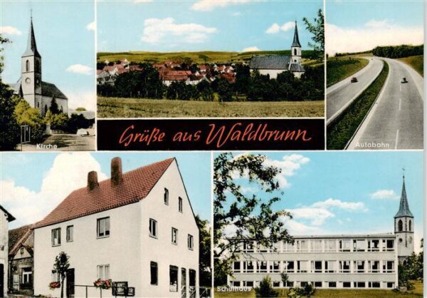 Waldbrunn Wuerzburg Kirche Panorama Autobahn Gaststaette Uehlein Schulhaus