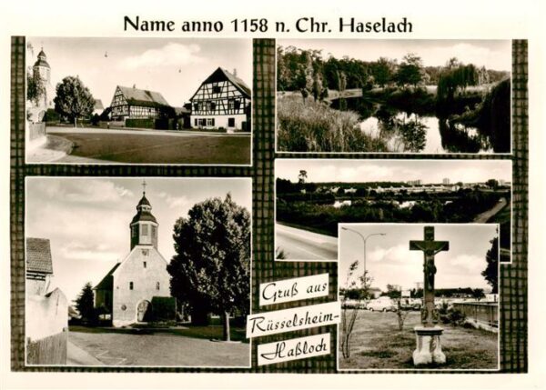 Hassloch Ruesselsheim Fachwerkhaeuser Panorama Kirche Kreuz
