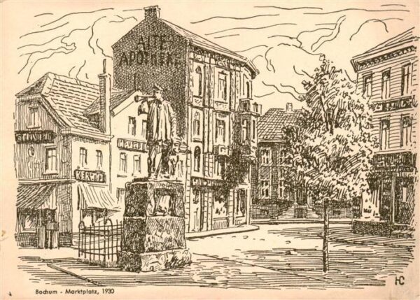 Bochum Marktplatz 1930 Zeichnung